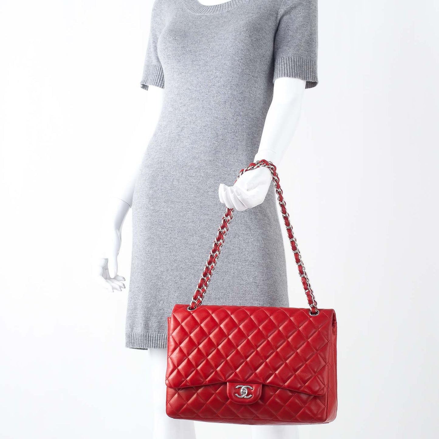 Lambskin Maxi Single Flap Red
