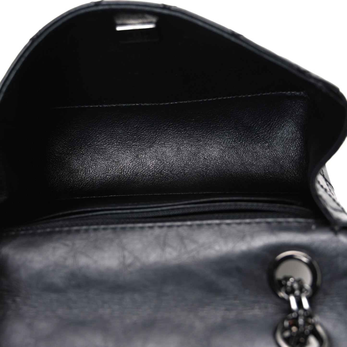 Aged Calfskin Quilted 2.55 Reissue Mini Flap So Black
