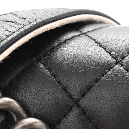 Chanel Calfskin Quilted Checkerboard Trim New Medium Boy Flap Black White 12 of 17