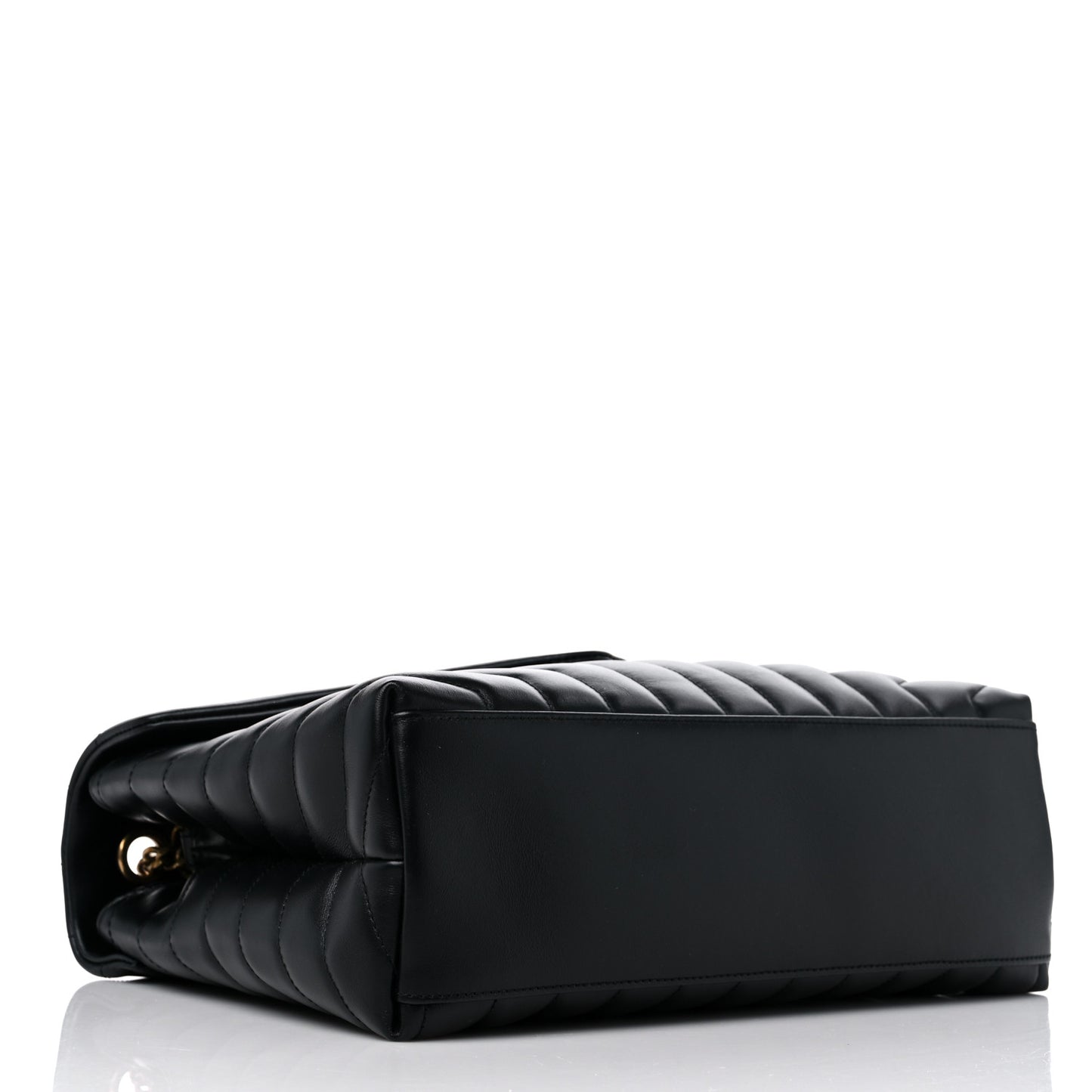 Calfskin Y Quilted Monogram Medium Loulou Chain Satchel Black