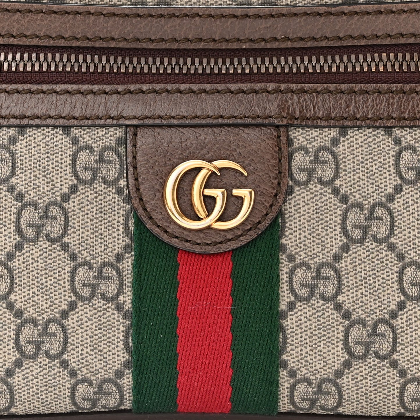 Soft GG Supreme Monogram Medium Ophidia Belt Bag Dark Brown