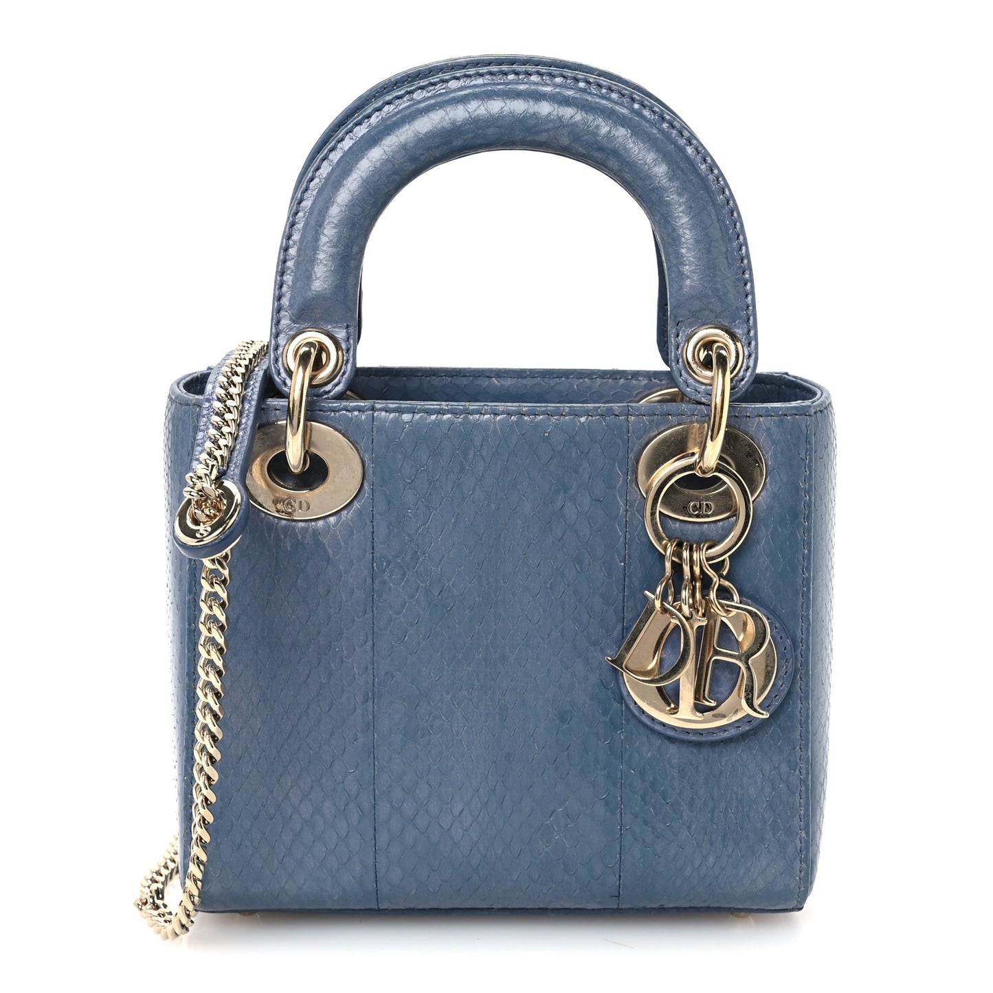 Snakeskin Mini Lady Dior Blue