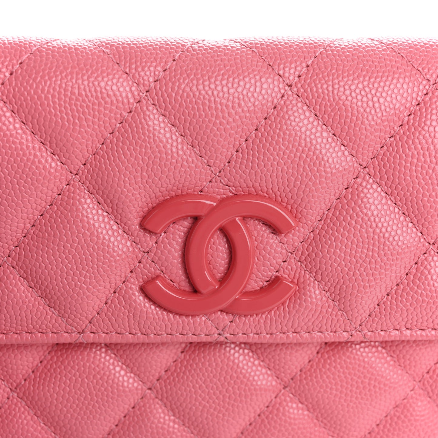 Caviar Quilted My Everything Flap Pouch Coral