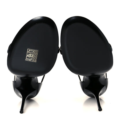 Saint Laurent Vernice Chiffon Cassandra 100 Ankle Strap Sandals 38.5 Black 6 of 10