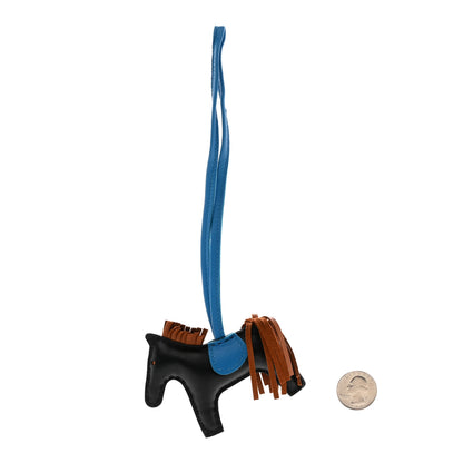 Hermes Milo Lambskin Grigri Rodeo Horse Bag Charm PM Black Gold Bleu Zanzibar 2 of 4