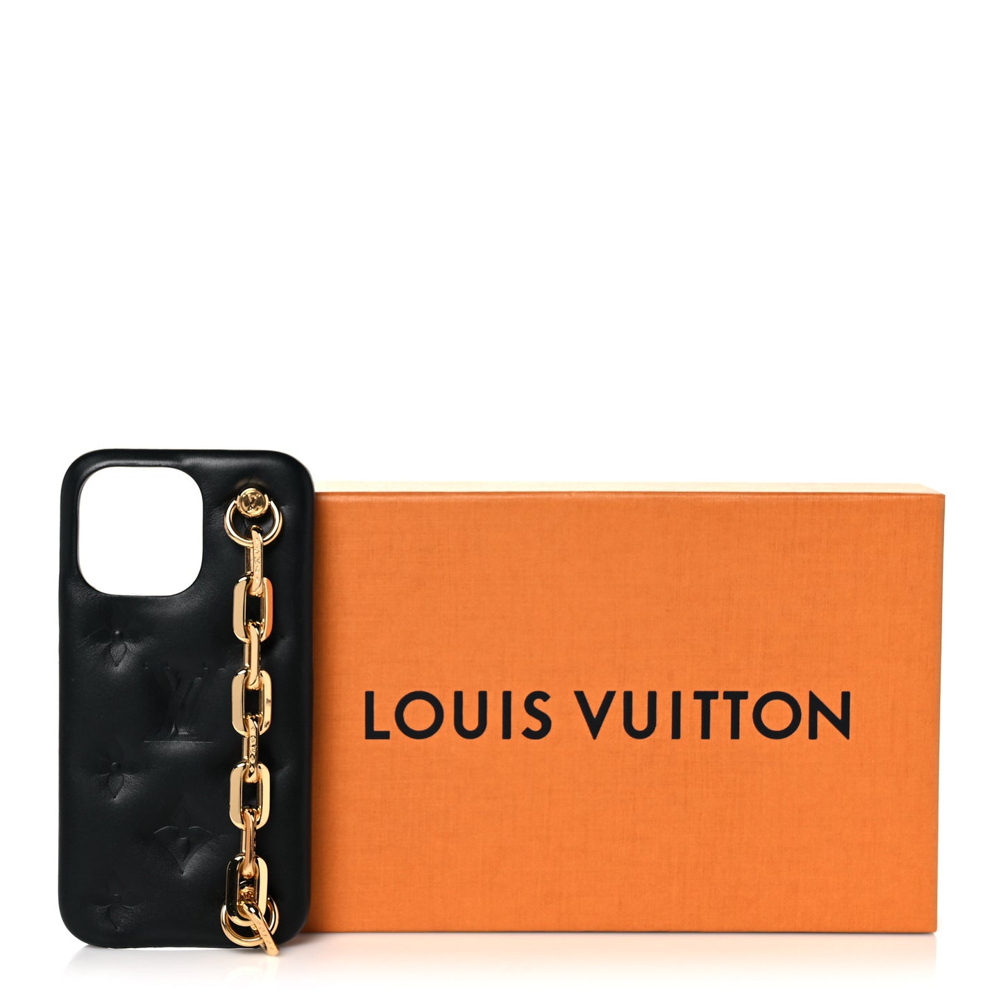 Lambskin Embossed Monogram Coussin iPhone 13 Pro Bumper Black