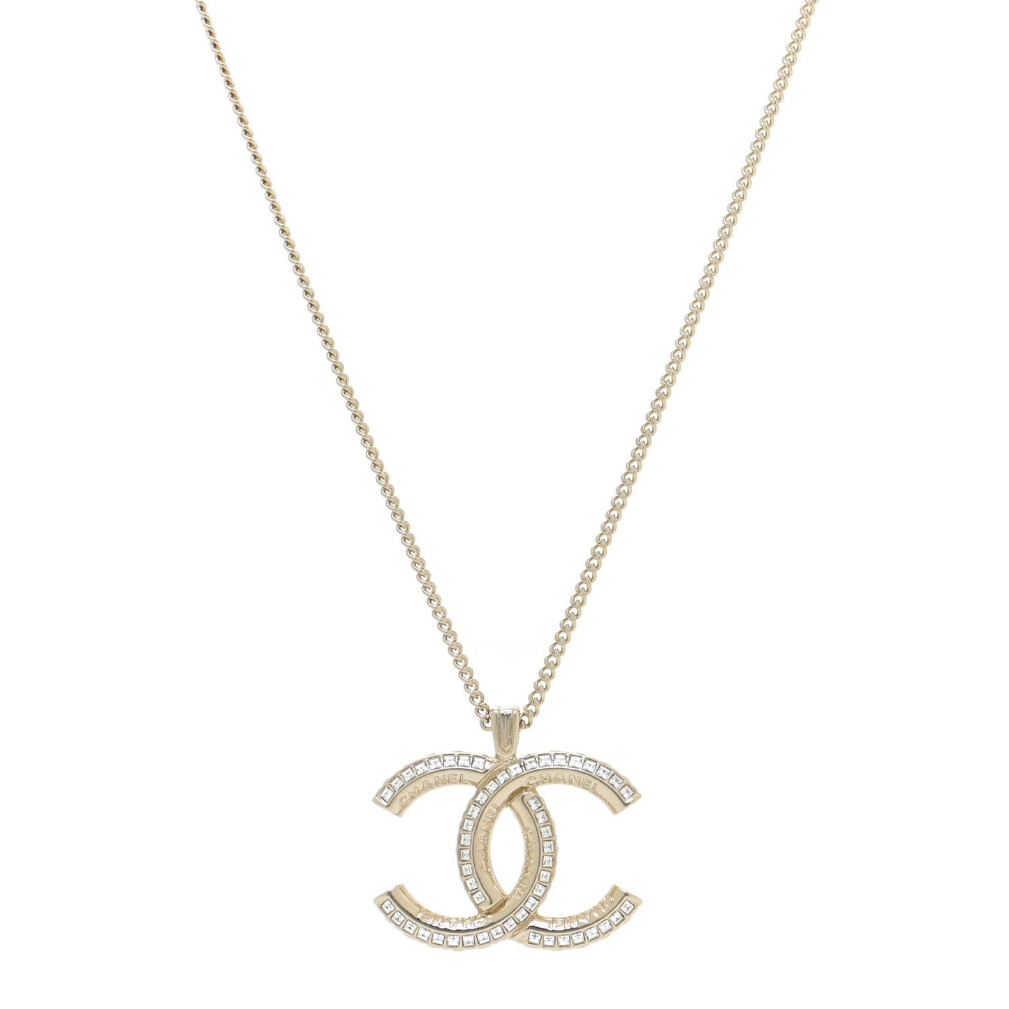 Crystal CC Chain Necklace Gold