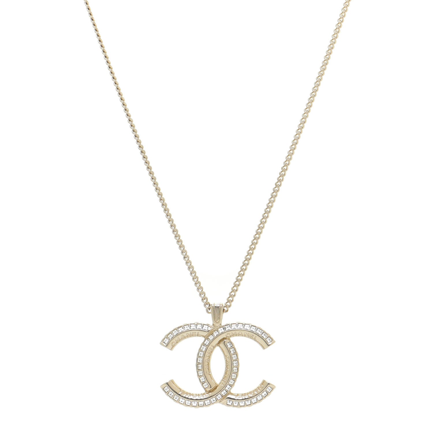 Chanel Crystal CC Chain Necklace Gold 1 of 5
