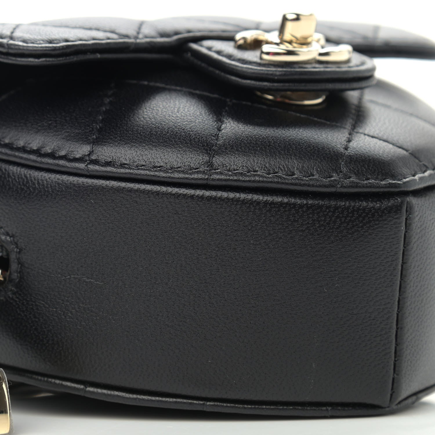 Chanel Lambskin Quilted CC In Love Heart Waist Belt Bag With Chain Black 9 of 11
