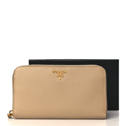 Prada Saffiano Metal Zip Around Wallet Sabbia 7 of 7