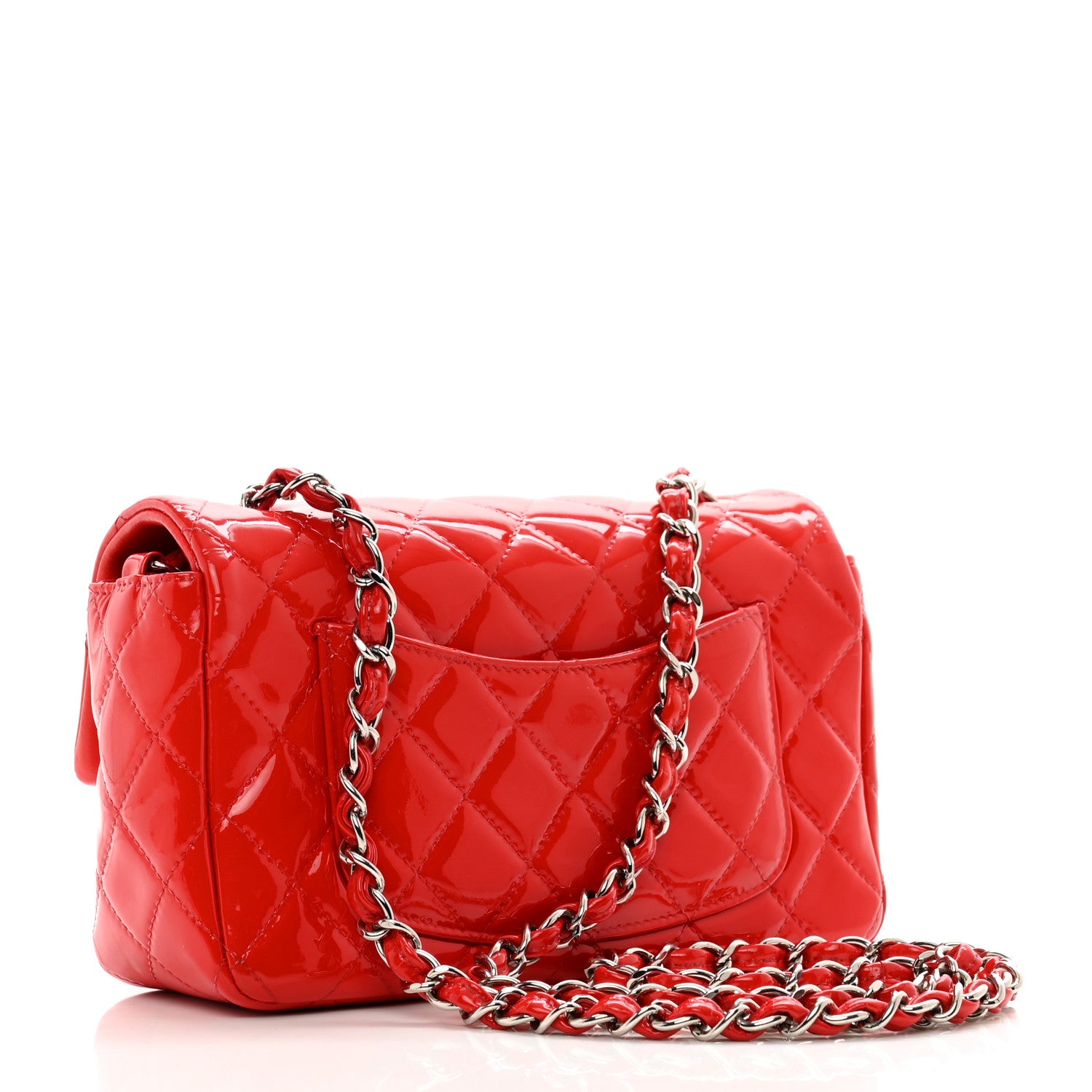 Chanel Patent Calfskin Quilted Mini Rectangular Flap Red 3 of 10