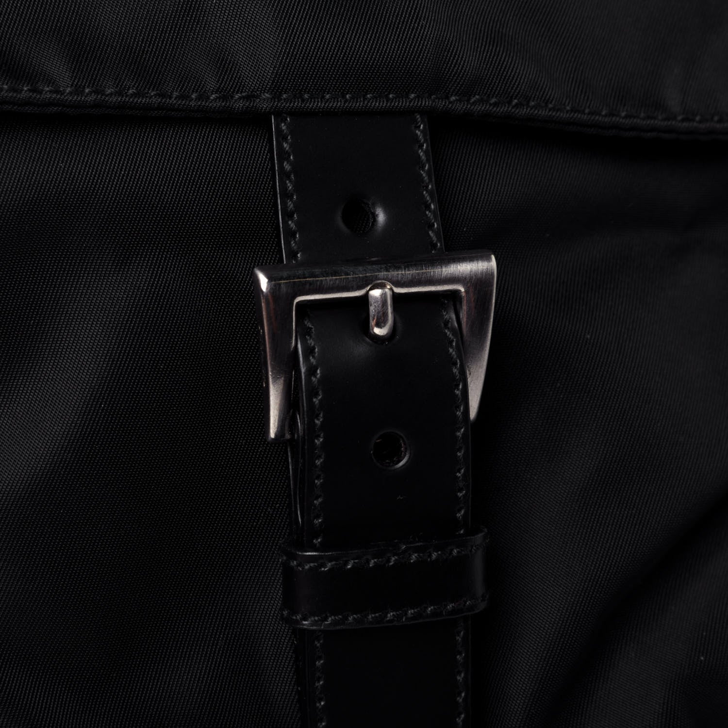 Prada Tessuto Nylon Single Buckle Messenger Bag Black 9 of 9