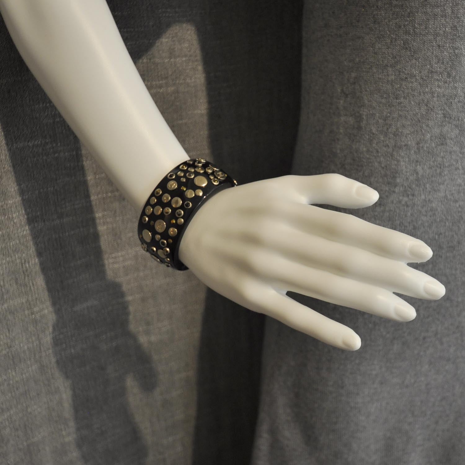 Chanel Resin Metal CC Studded Bangle Black 2 of 5