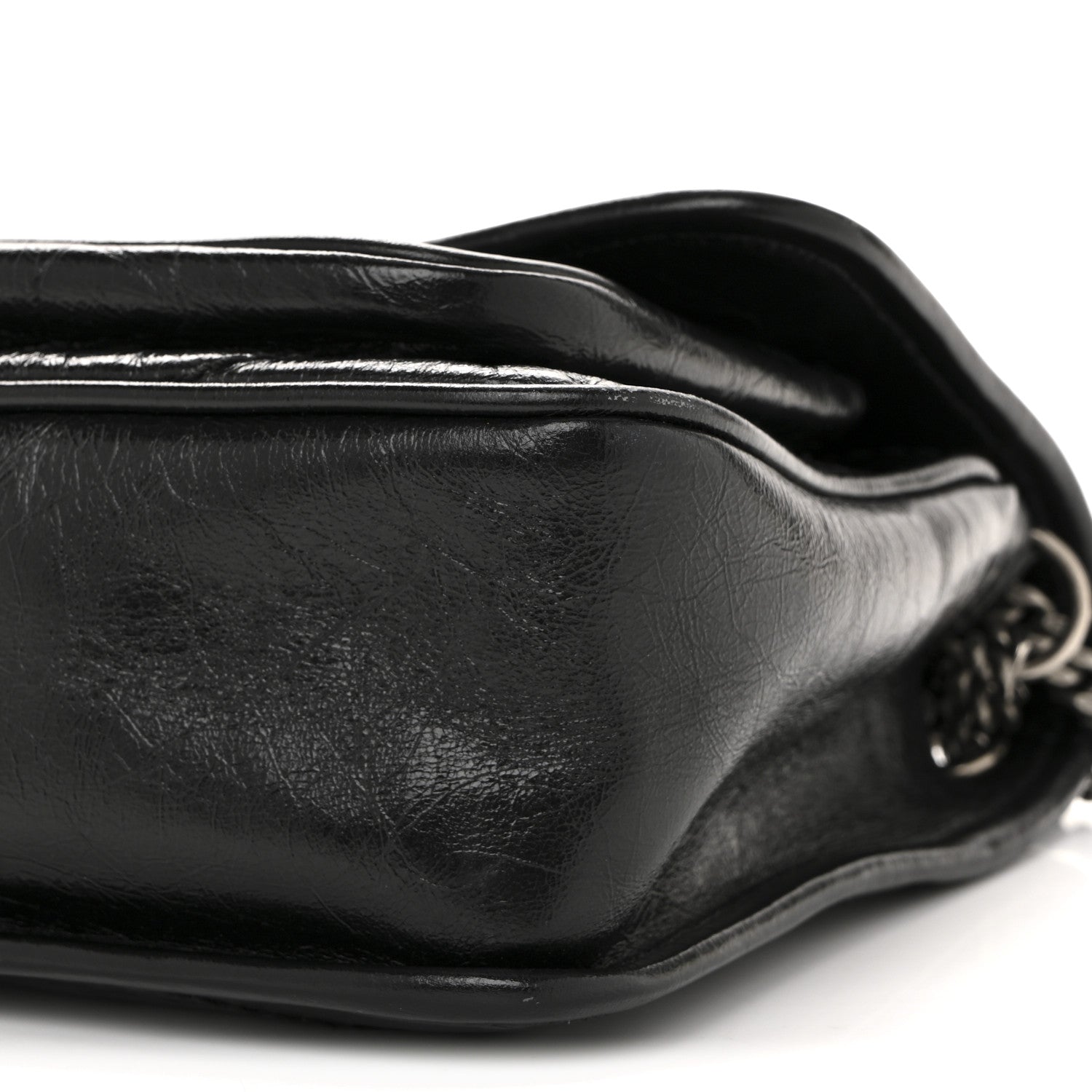 Saint Laurent Crinkled Calfskin Matelasse Monogram Baby Niki Chain Satchel Black 10 of 13