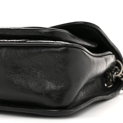 Saint Laurent Crinkled Calfskin Matelasse Monogram Baby Niki Chain Satchel Black 10 of 13