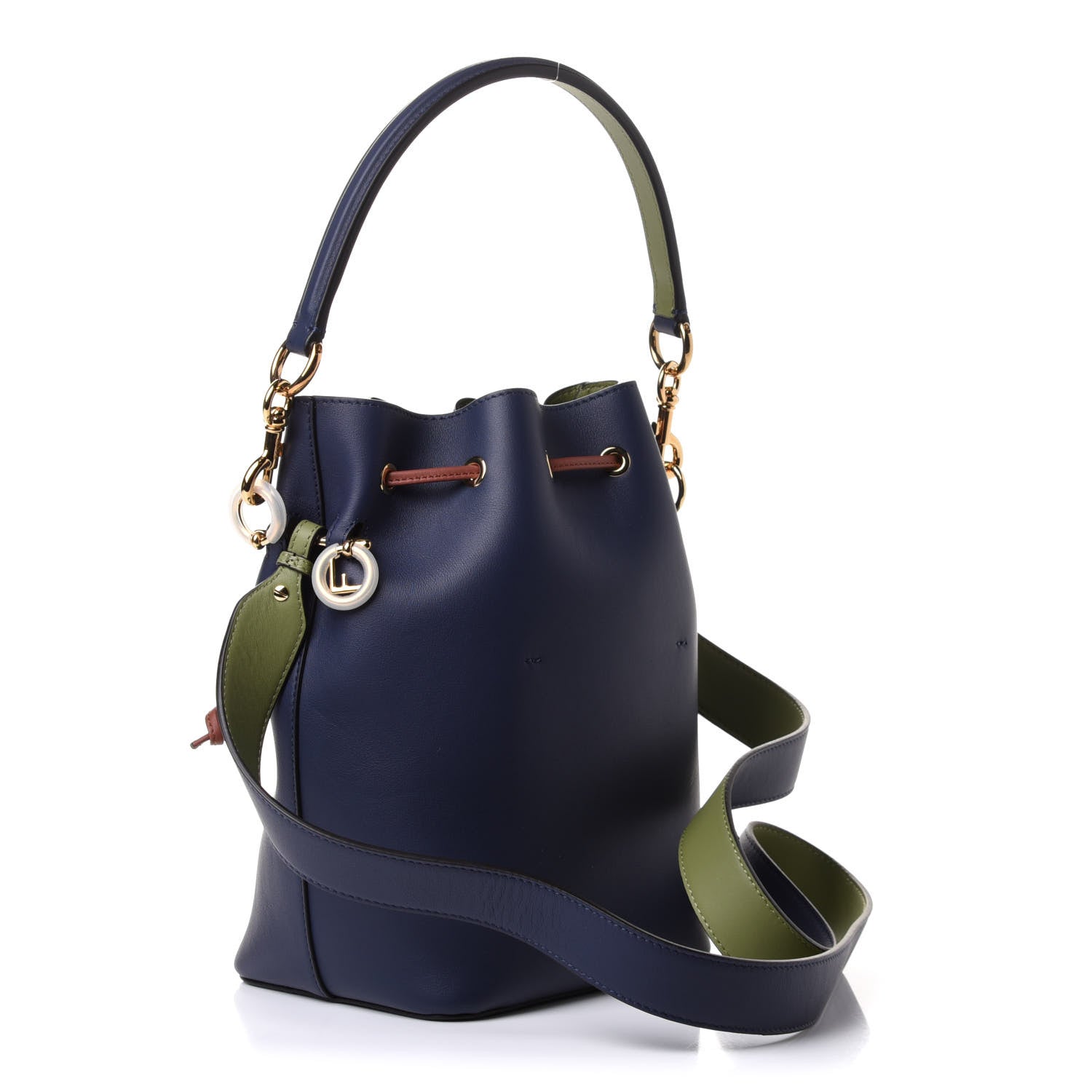 Fendi Vitello Grace F is Fendi Stamp Patch Perforated Small Mon Tresor Bucket Bag Blueberry 6 of 13