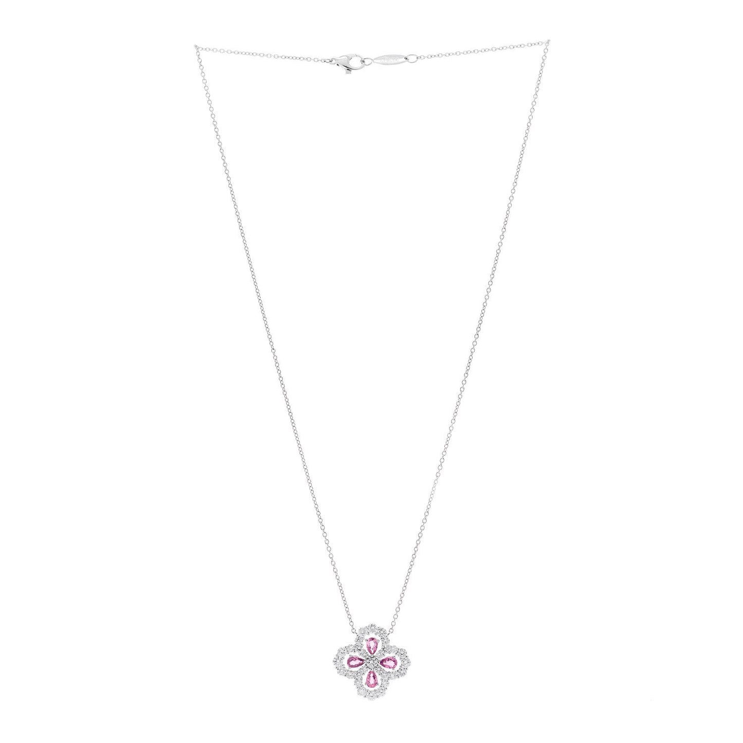Platinum Diamond Pink Sapphire Full Loop Pendant Necklace