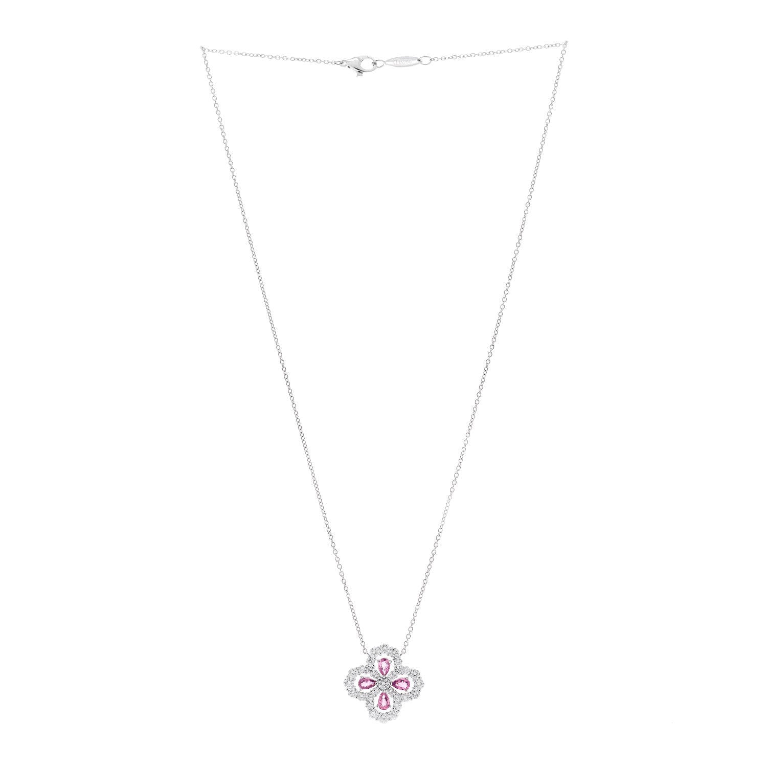 Harry Winston Platinum Diamond Pink Sapphire Full Loop Pendant Necklace 3 of 6