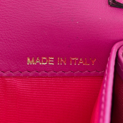 Valentino Garavani Calfskin Rockstud Flap Wallet On Chain Fuxia 7 of 15
