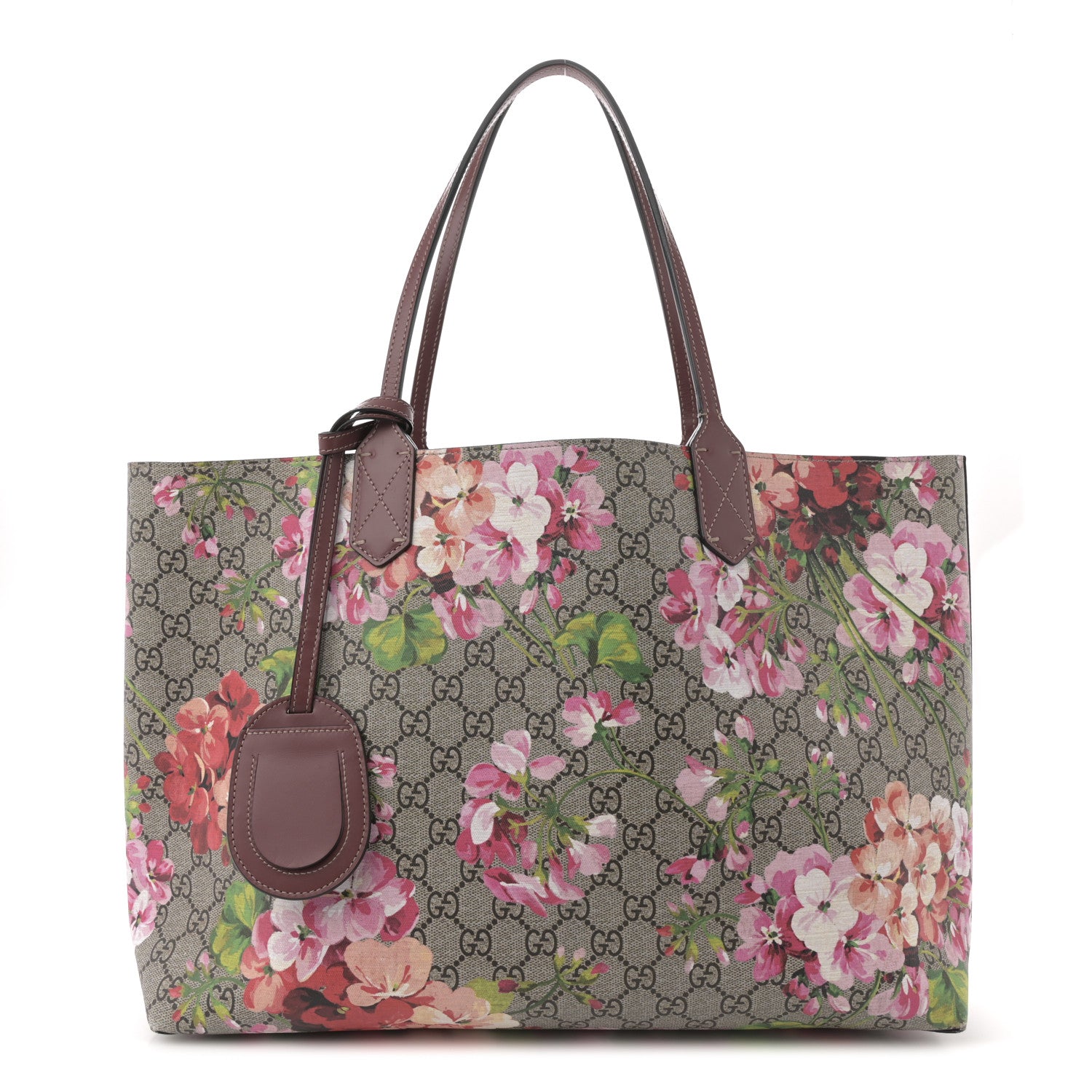 Gucci GG Supreme Monogram Blooms Medium Reversible Tote Beige Multicolor Dry Rose 1 of 17
