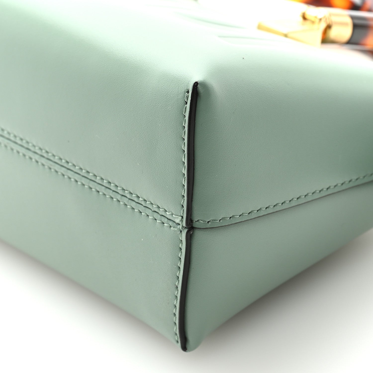 Fendi Vitello King Plexiglass Logo Embossed Mini By The Way Top Handle Boston Bag Menta 8 of 8