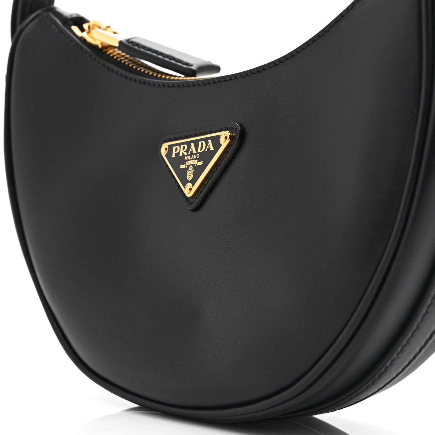 Prada Soft Calfskin Mini Arque Shoulder Bag Black 11 of 11