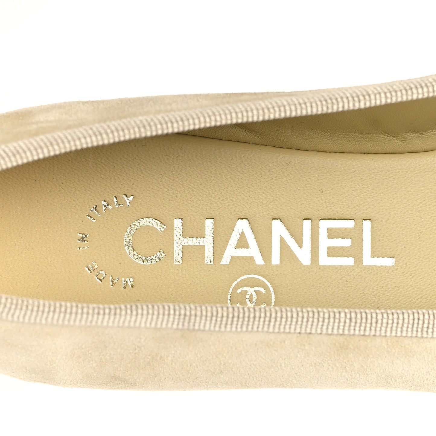 Suede Cap Toe CC Ballerina Flats 36.5 Light Yellow Gray
