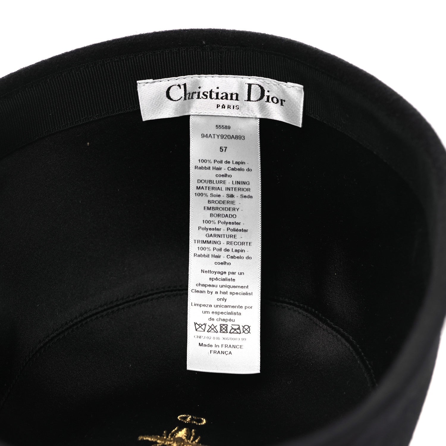 Christian Dior Rabbit Felt Hat 57 Navy 8 of 8