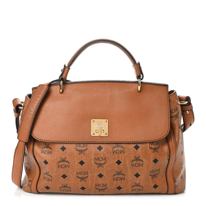 MCM Visetos Top Handle Satchel Cognac 1 of 7