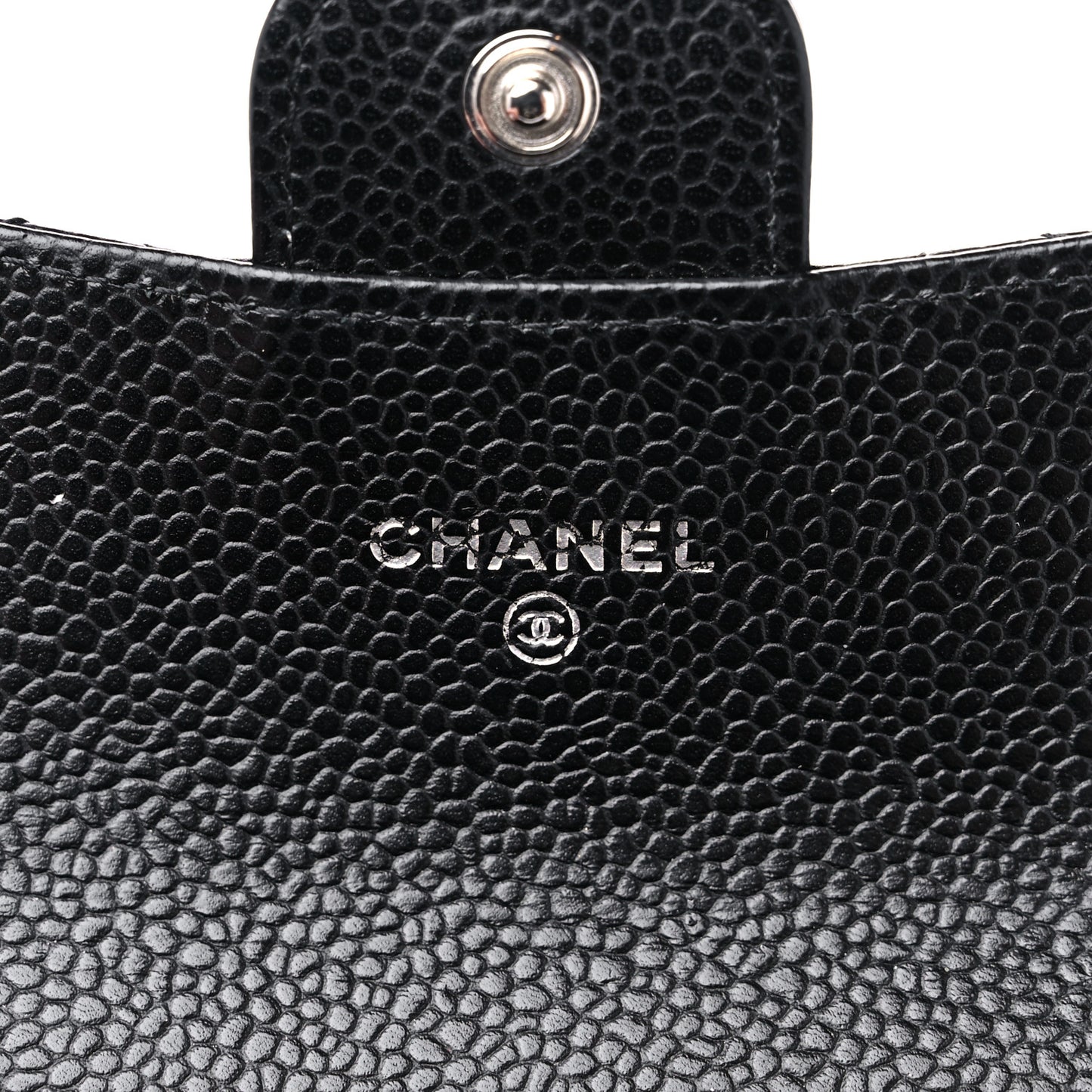 Caviar Quilted Flap Card Holder Wallet Black