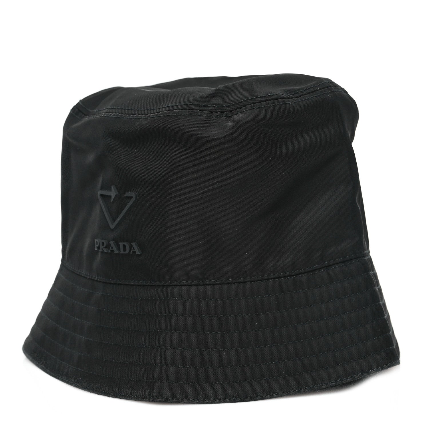 Prada Re-Nylon Rubber Logo Bucket Hat S Black 1 of 9