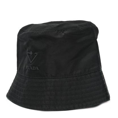 Prada Re-Nylon Rubber Logo Bucket Hat S Black 1 of 9
