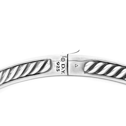 David Yurman Sterling Silver Diamond Stax Faceted Bangle Bracelet 4 of 7