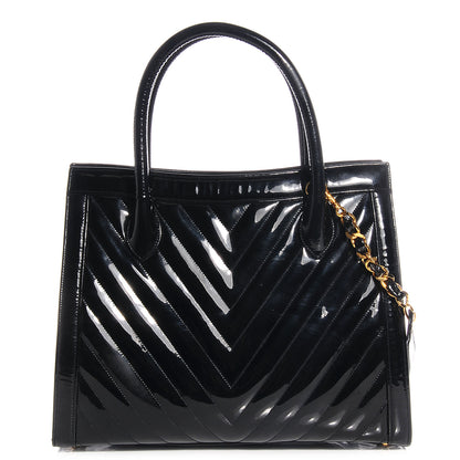 Chanel Patent Chevron Top Handle Bag Black 1 of 8