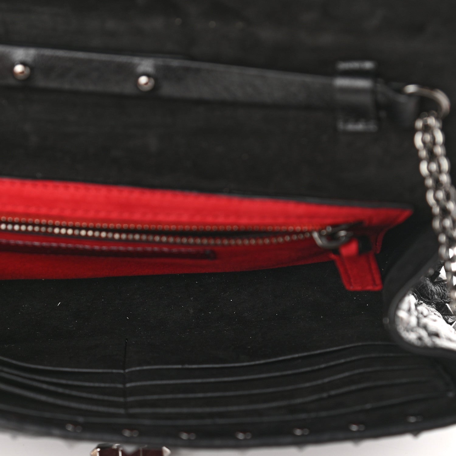 Valentino Garavani Craquele Nappa Rockstud Spike Wallet on Chain Black 5 of 8