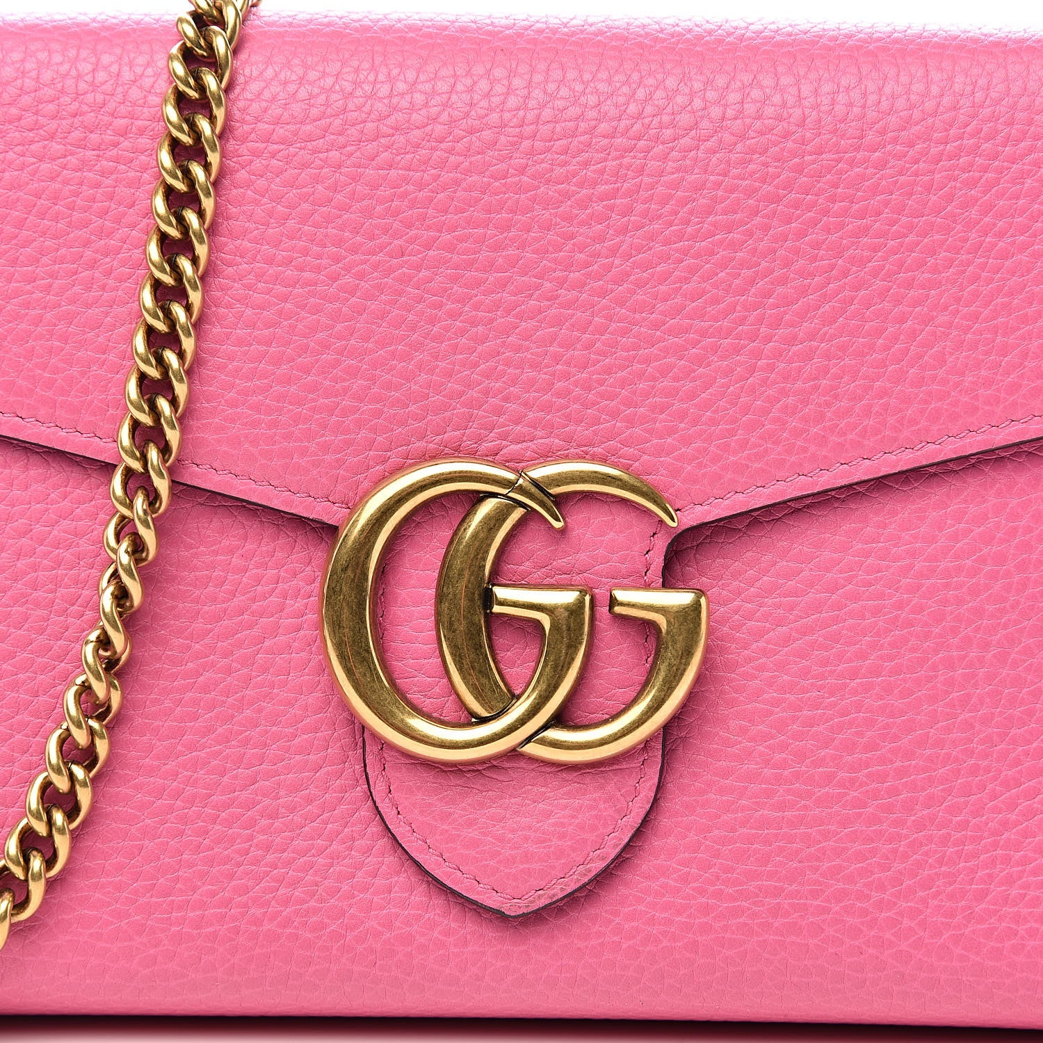 Gucci Cellarius Calfskin GG Marmont Chain Wallet Pink Tropical Flower 10 of 10