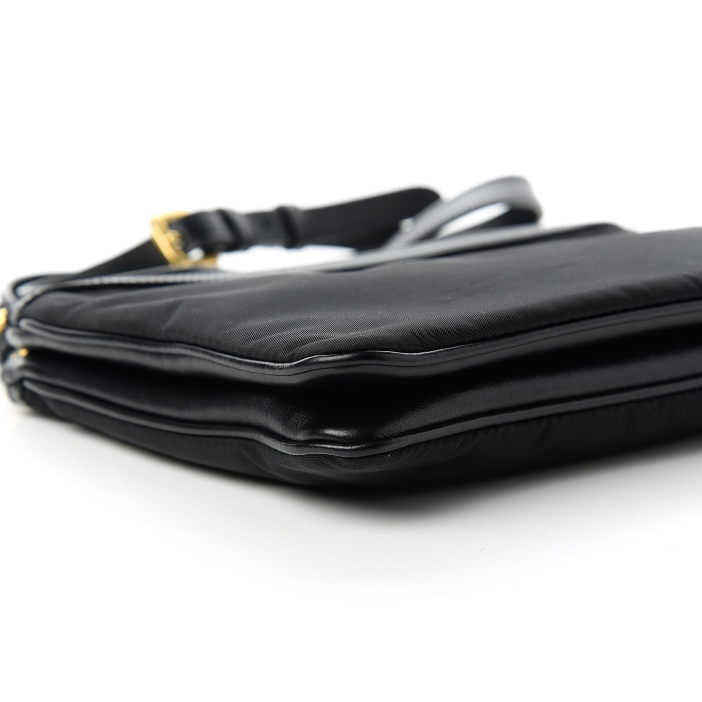 Tessuto Nylon Soft Calf Double Zip Crossbody Bag Black