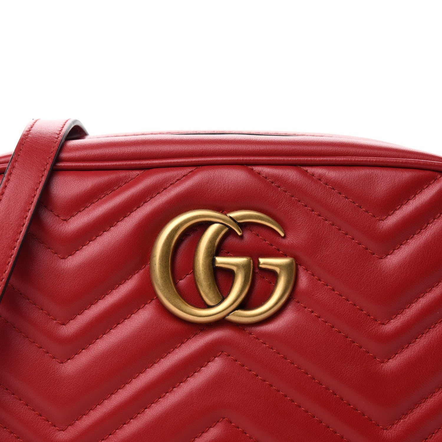 Gucci Calfskin Matelasse Small GG Marmont Chain Shoulder Bag Hibiscus Red 9 of 13