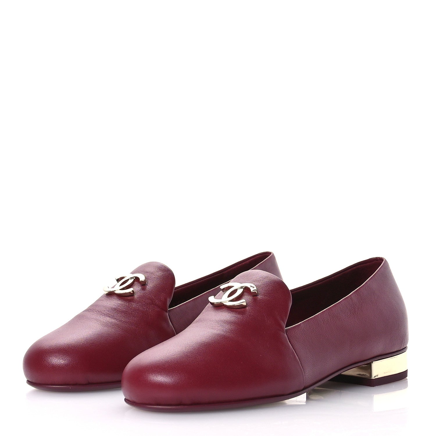 Chanel Lambskin CC Loafers 35 Bordeaux 4 of 9