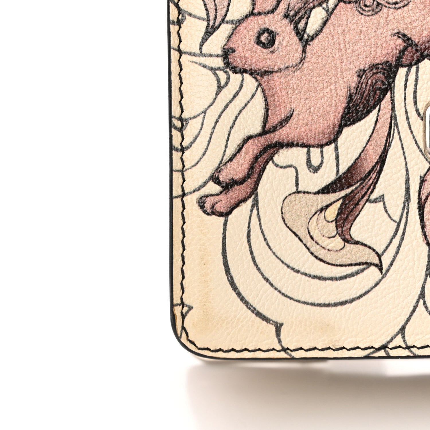 Prada X JAMES JEAN Glace Calfskin Rabbit Print Cahier Bag Opaline 14 of 18