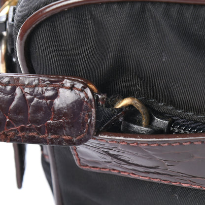 Prada Tessuto Nylon Crocodile Embossed Crossbody Black 5 of 5