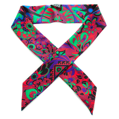 Hermes Silk L'Ivresse de l'Infini Twilly Rouge Violet Vert 1 of 5