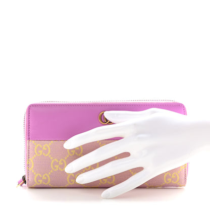 Gucci Calfskin GG Monogram GG Marmont Zip Around Wallet Lilac Yellow 2 of 8
