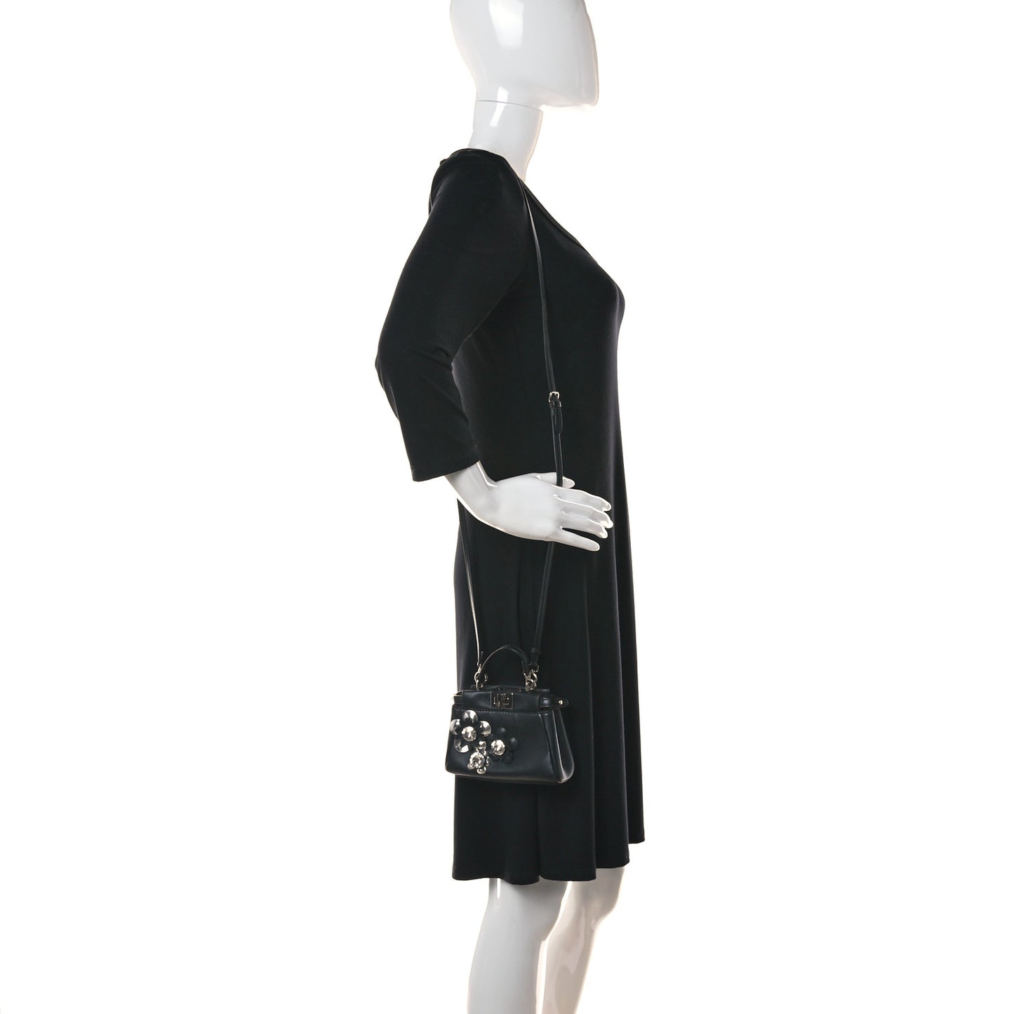 Nappa Crystal Flowerland Micro Peekaboo Iconic Satchel Black