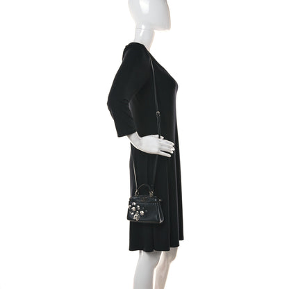 Fendi Nappa Crystal Flowerland Micro Peekaboo Iconic Satchel Black 3 of 11