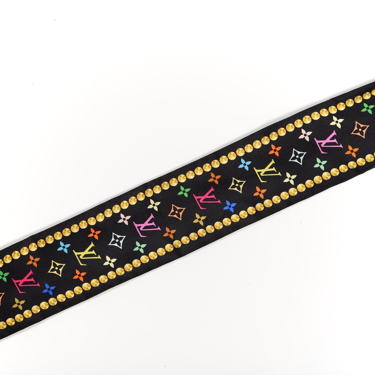 Silk Monogram Multicolor Bijou Bandeau Black