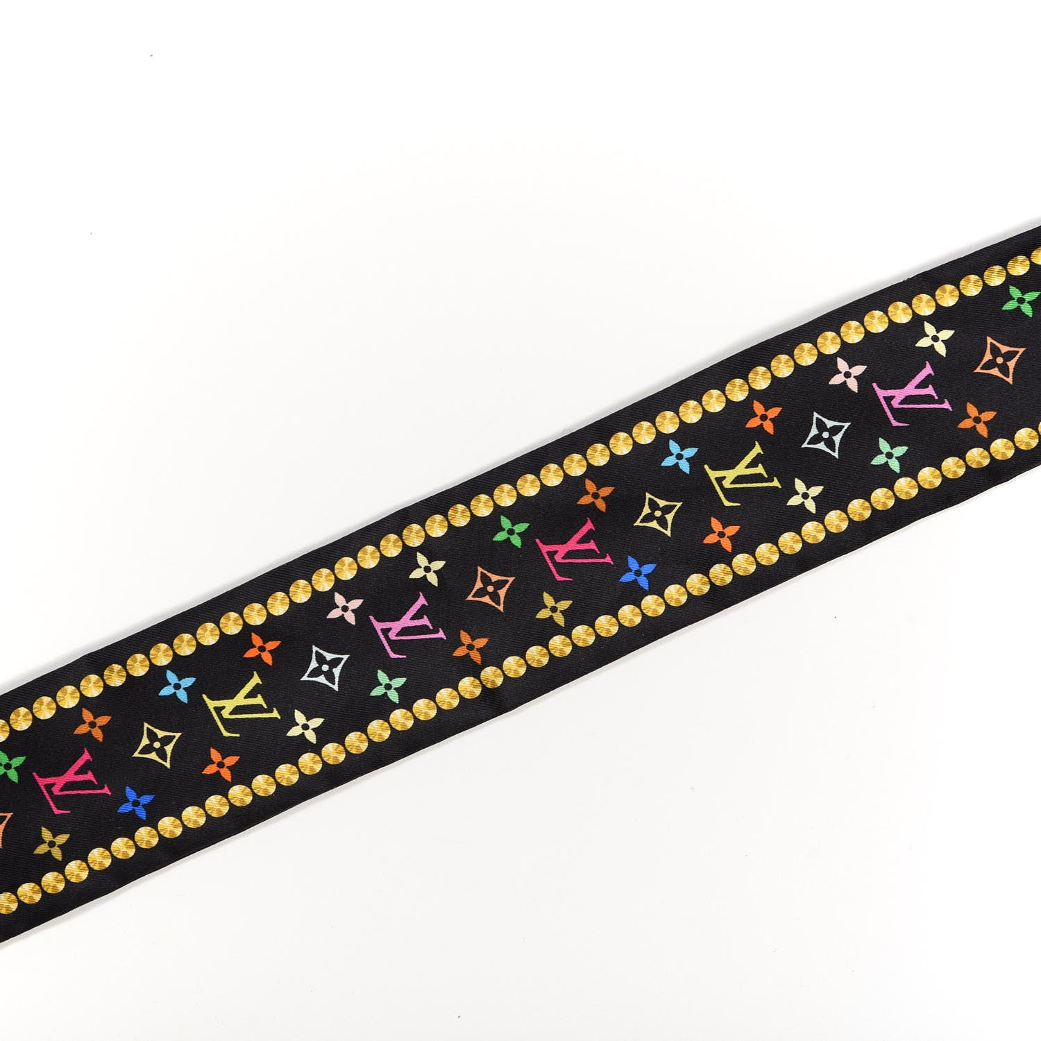 Louis Vuitton Silk Monogram Multicolor Bijou Bandeau Black 3 of 4