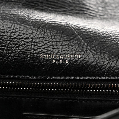 Saint Laurent Crinkled Calfskin Matelasse Monogram Medium Niki Chain Satchel Black 6 of 11
