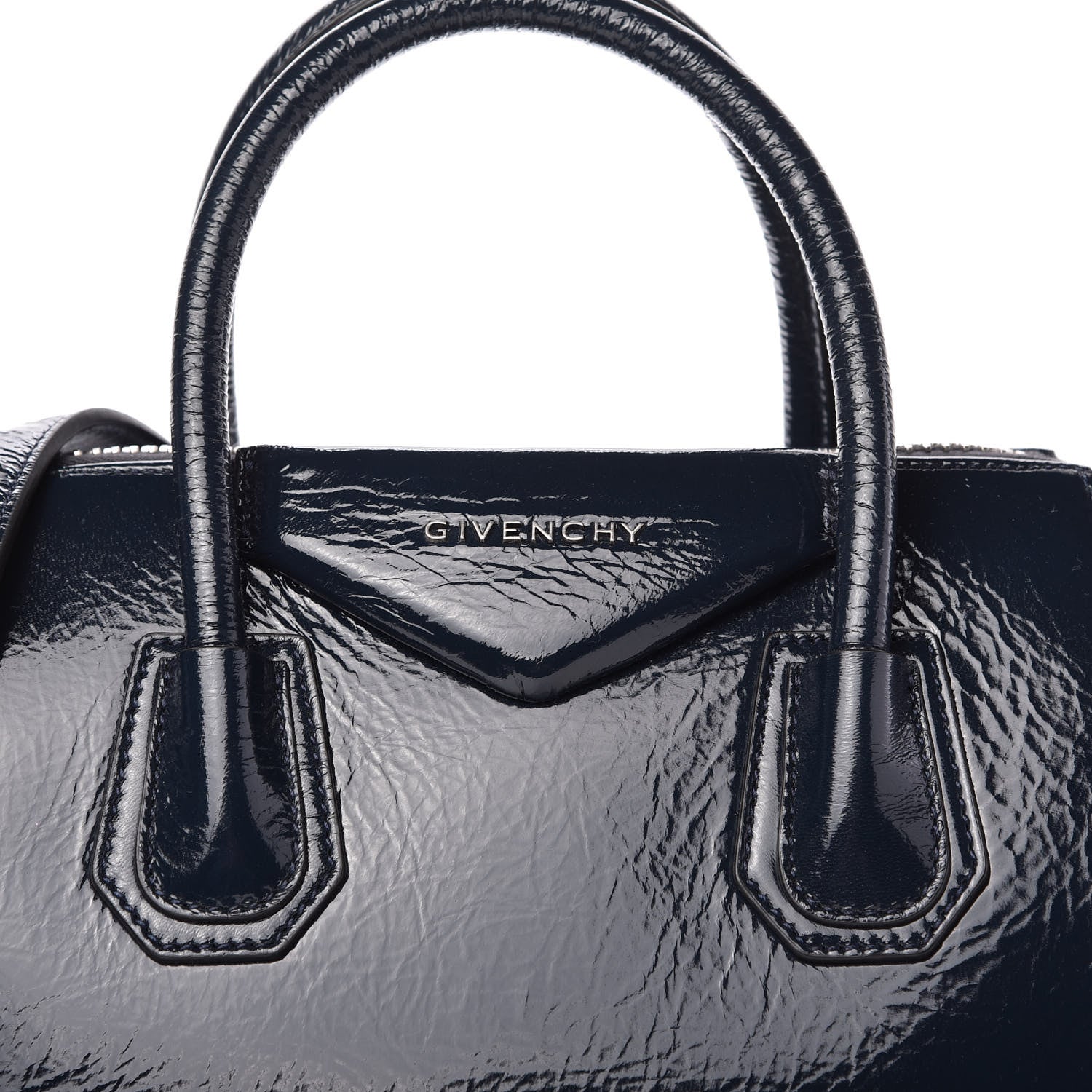 Givenchy Crinkled Patent Deerskin Small Antigona Deep Blue 10 of 10