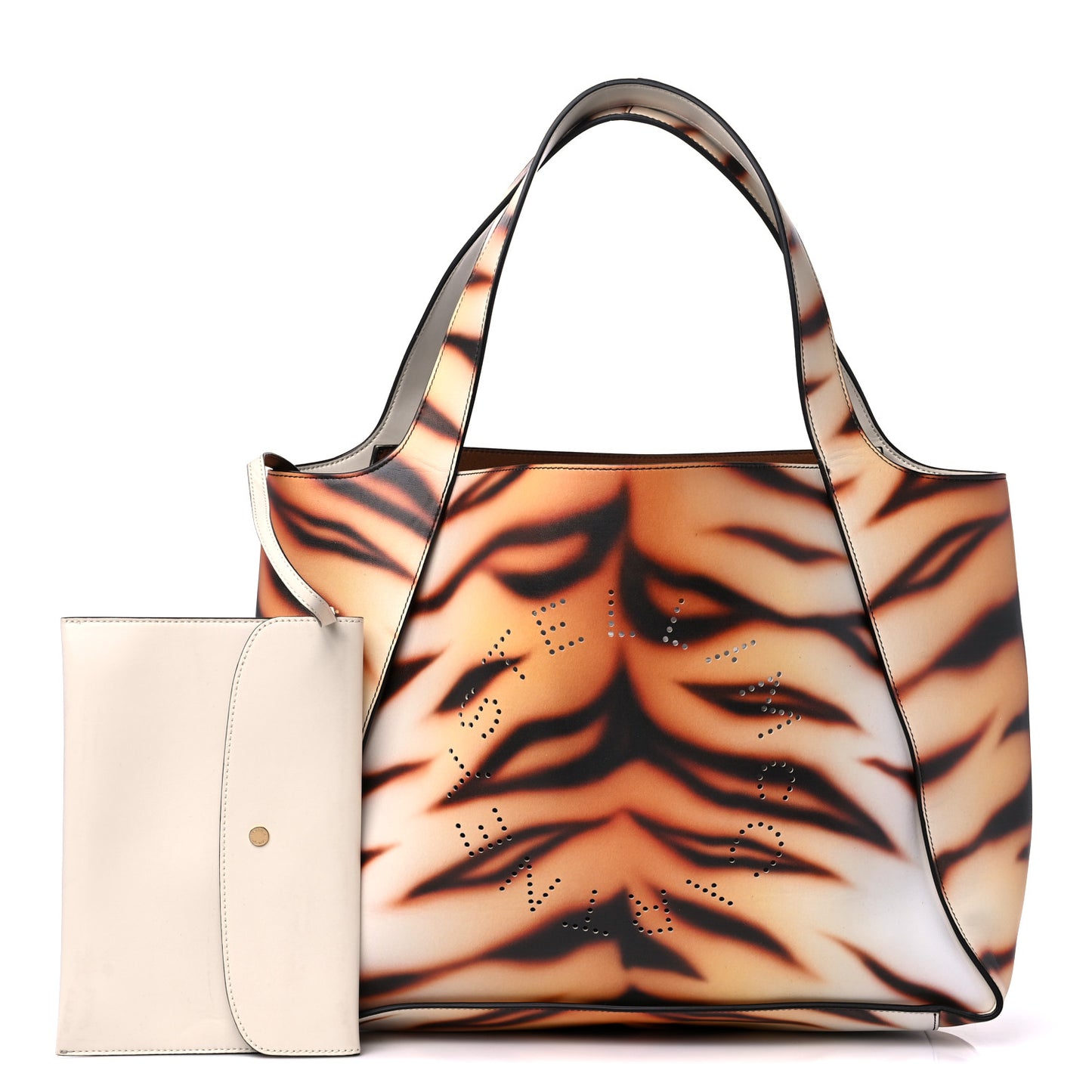 Eco Alter Tiger Print Perforated Logo Tote Bag Brown Ivory